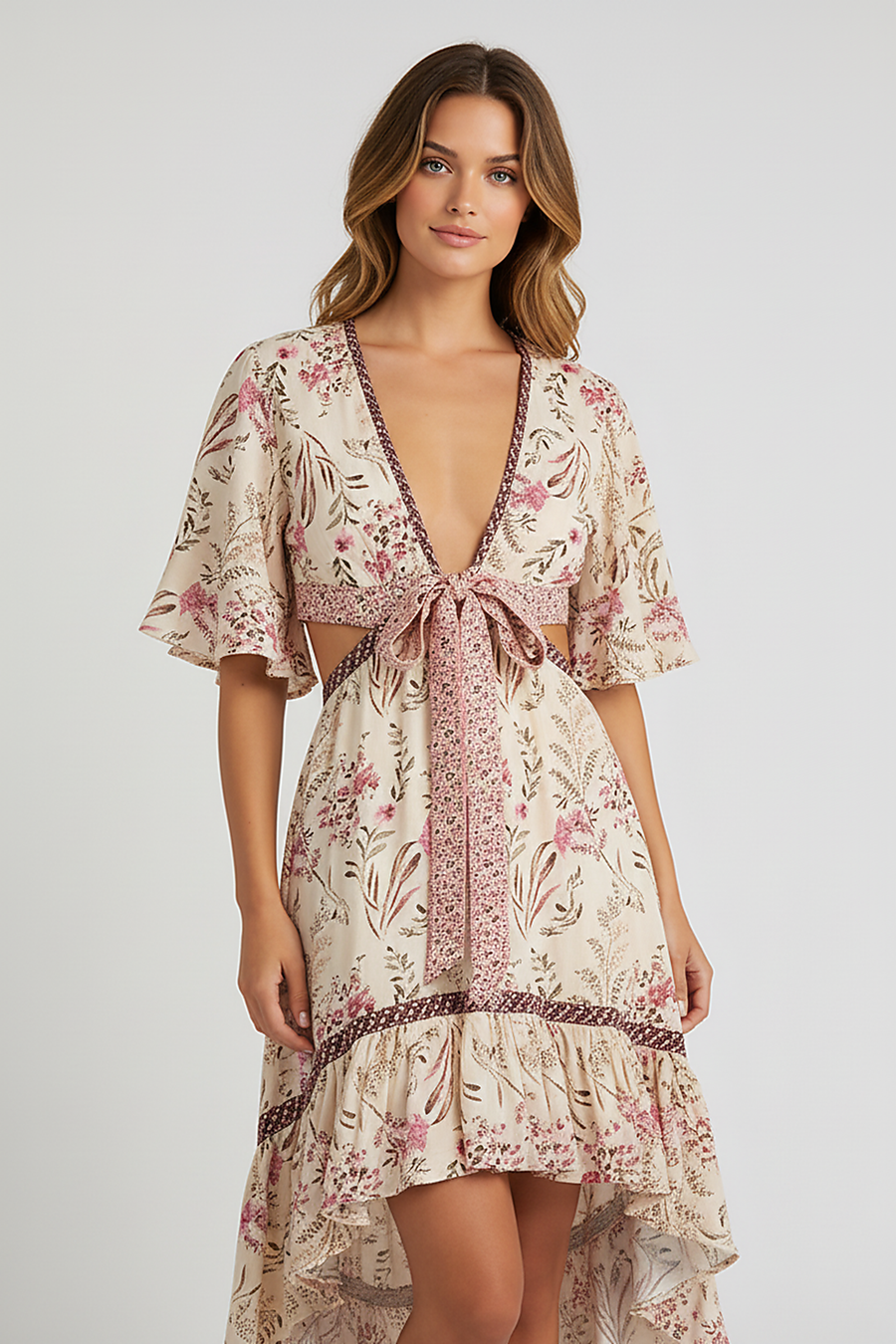 Boho Queens Hollow Out High-Low Beach Dress