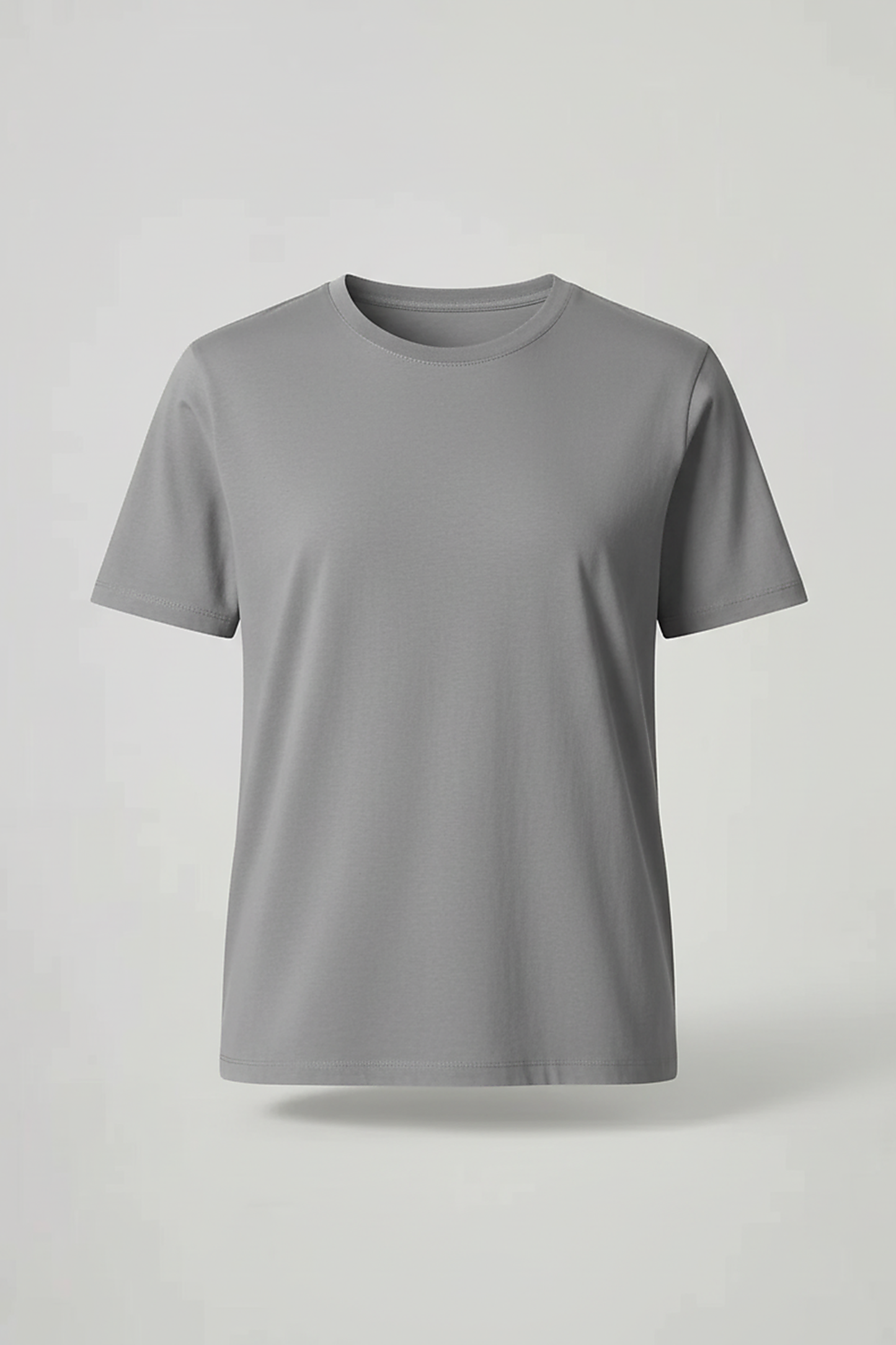Solid color T-shirt, hem detail.