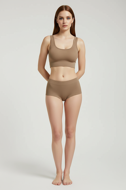 Breathable sports bra, angled view.