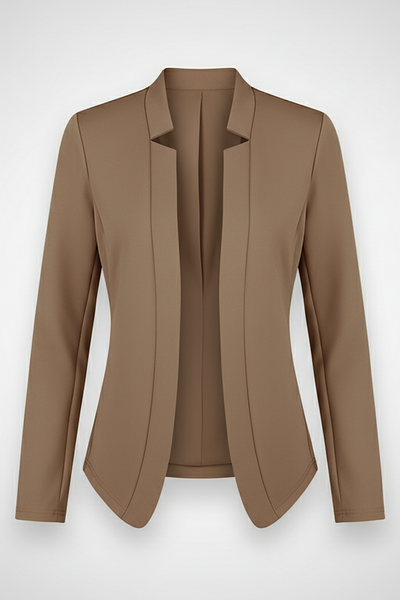 Solid color long-sleeved cardigan, close-up of button detail.