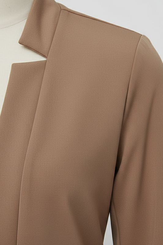 Solid color long-sleeved cardigan, folded flat view.