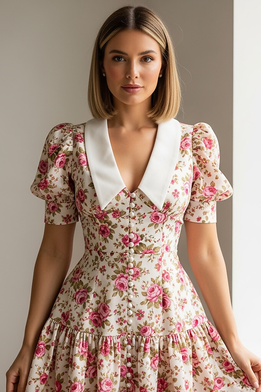 Floral Lapel Mini Dress - Thorne & Ivy