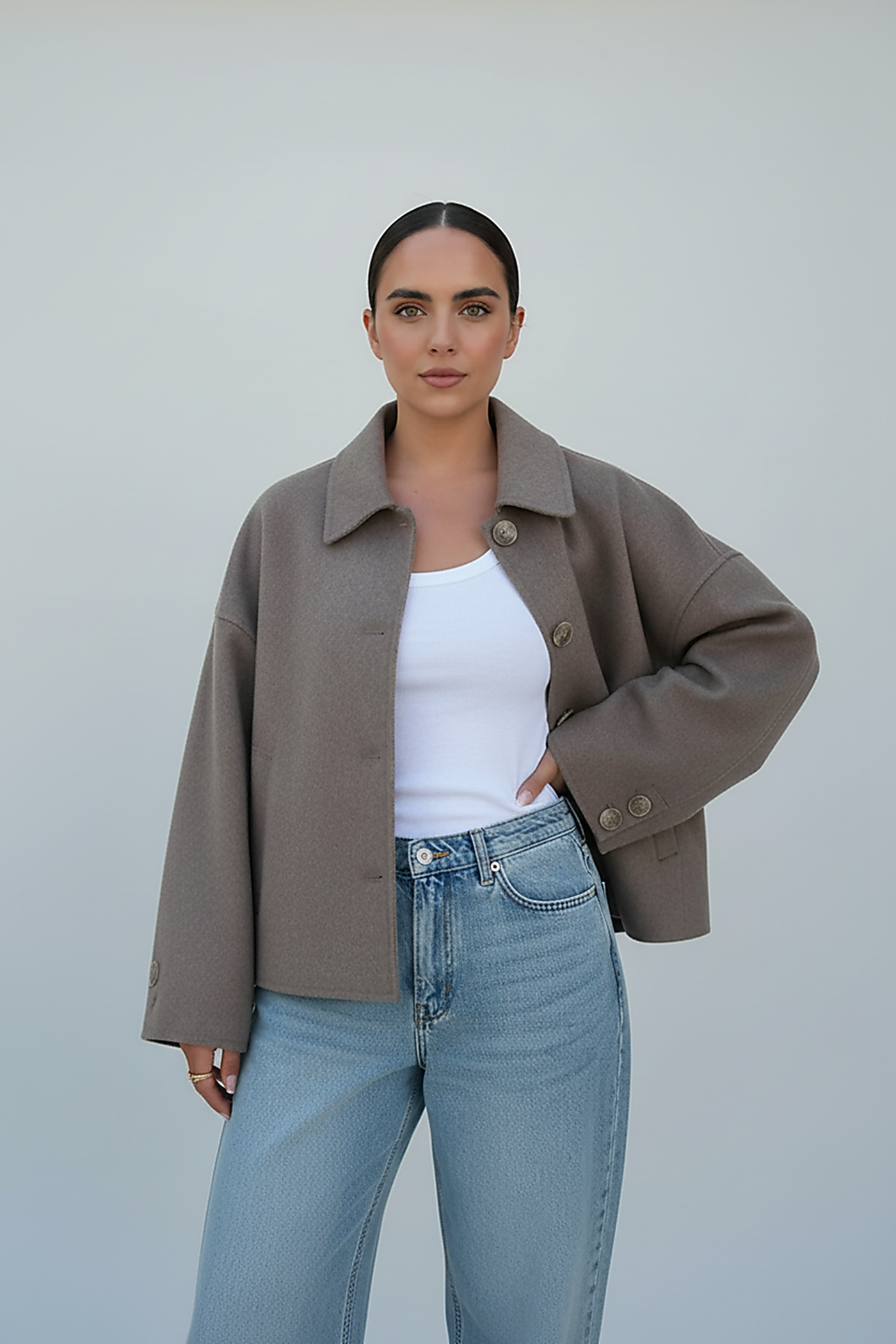 Casual Solid Single Breasted Wool Jacket