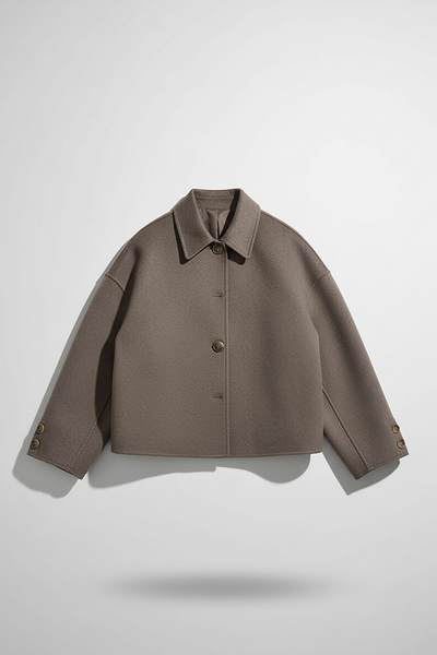 Solid wool jacket, fabric texture detail.