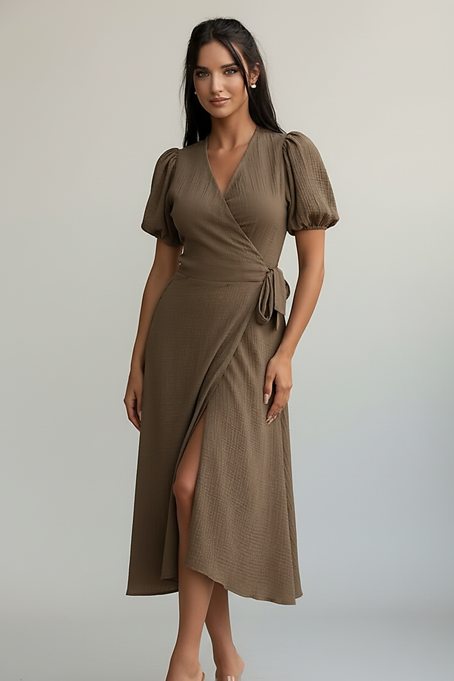 Casual Floral Print 100% Cotton A-Line Midi Dress