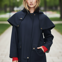 Removable hooded coat, close-up of hood detail.