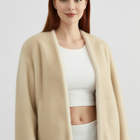 Solid plush coat, collar detail.