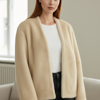 Solid plush coat, pocket detail.