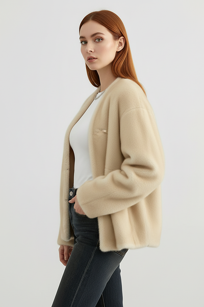 Solid plush coat, close-up texture.