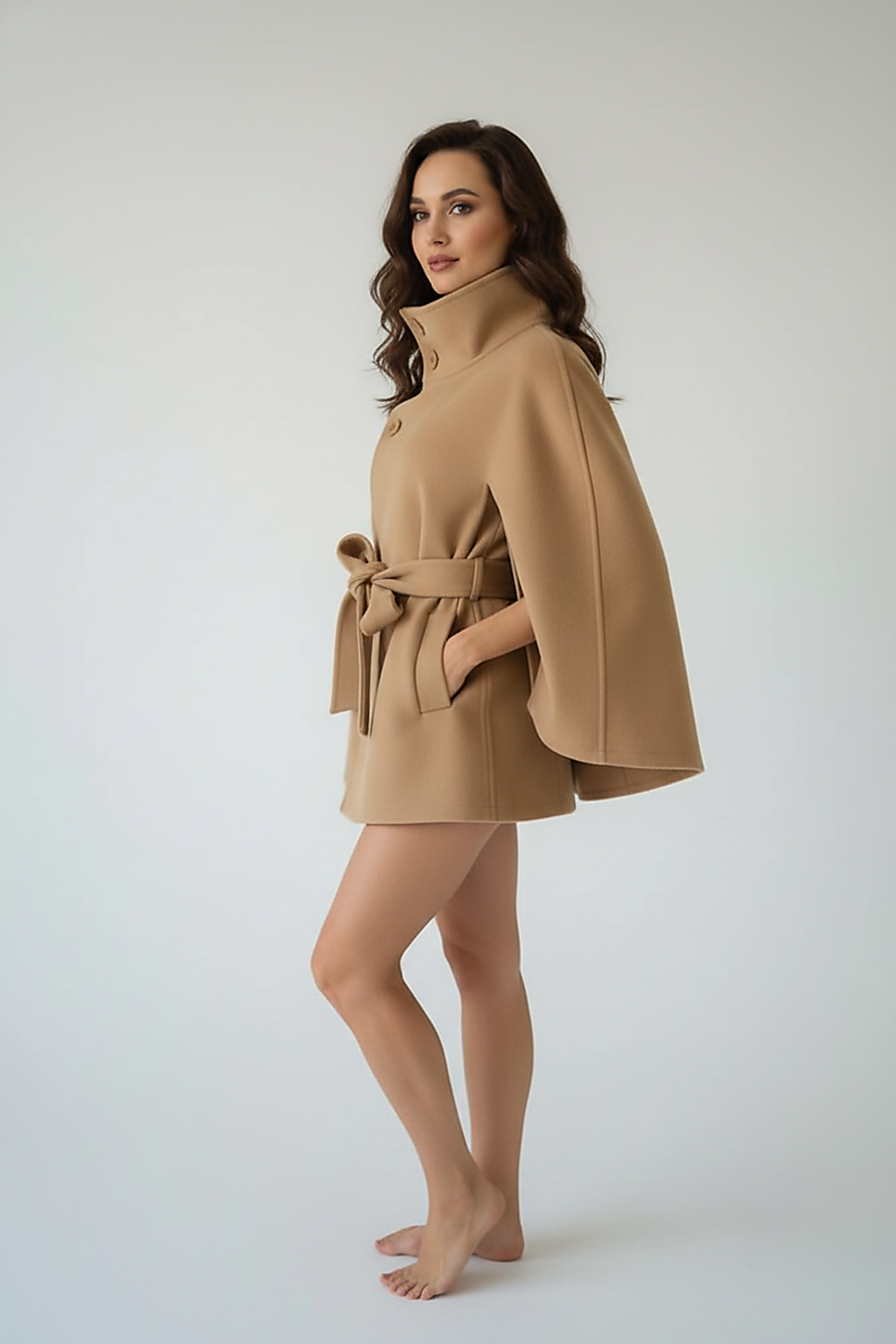 Chic Vintage Cape Jacket with Belt