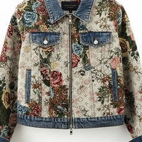 Jacquard denim jacket, fabric detail.