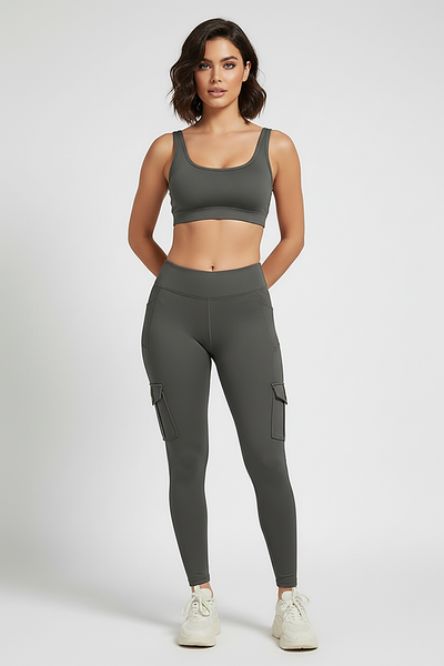 Seamless yoga pant, alternate angle on model.