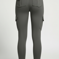 Seamless yoga pant, close-up fabric and pocket detail.