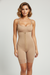 Beige tummy control fajas shapewear, alternate angle view on model.