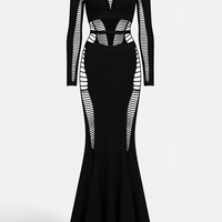 Bandage Backless Long Sleeve Maxi Dress - Thorne & Ivy