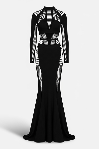 Bandage Backless Long Sleeve Maxi Dress - Thorne & Ivy