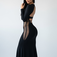 Bandage Backless Long Sleeve Maxi Dress - Thorne & Ivy