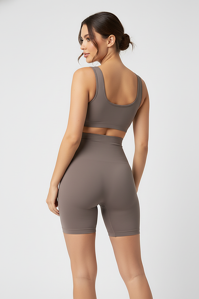 Black high-waist shaper, back view on model.