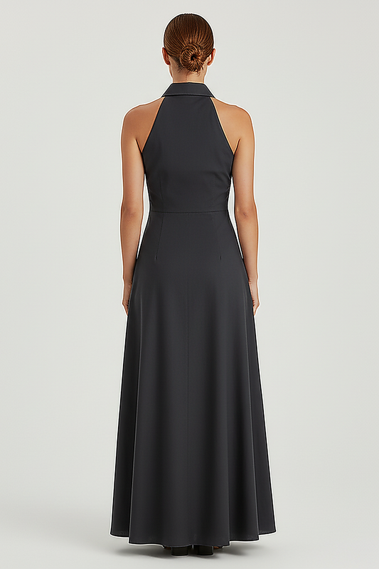 Collared Halter Maxi Dress - Thorne & Ivy