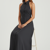 Collared Halter Maxi Dress - Thorne & Ivy