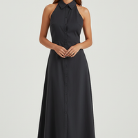 Collared Halter Maxi Dress - Thorne & Ivy