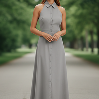 Collared Halter Maxi Dress - Thorne & Ivy