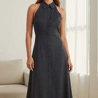 Collared Halter Maxi Dress - Thorne & Ivy