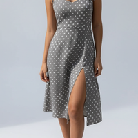 Polka dot sundress, close-up of neckline.