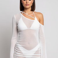 Skew Collar Ruched Mini Dress - Thorne & Ivy