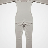 Black long-sleeve bodycon jumpsuit, sleeve cuff detail.