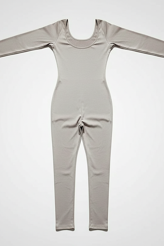 Black long-sleeve bodycon jumpsuit, sleeve cuff detail.