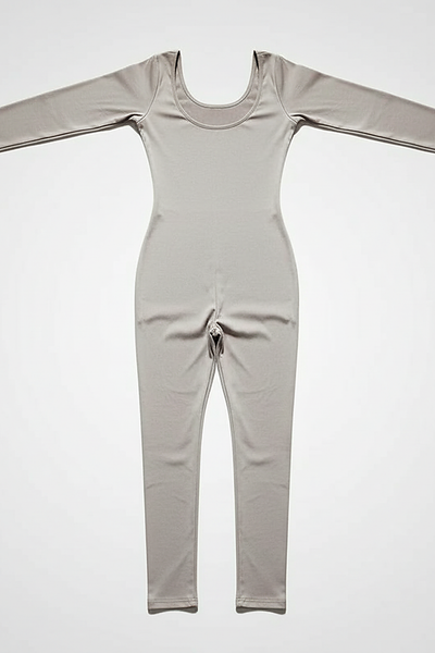 Black long-sleeve bodycon jumpsuit, sleeve cuff detail.