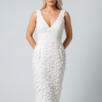 Embroidered Floral Plunge Maxi Dress - Thorne & Ivy