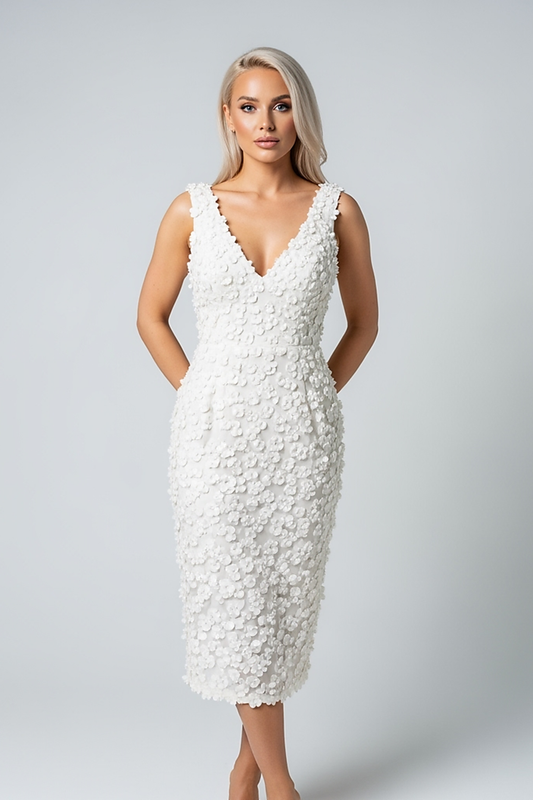 Embroidered Floral Plunge Maxi Dress - Thorne & Ivy