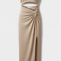 Ruffled Neck Strap A-Line Gown - Thorne & Ivy