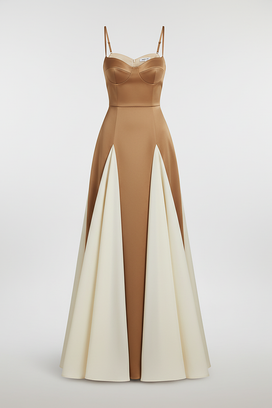Elegant Contrast Panel Maxi Dress - Thorne & Ivy