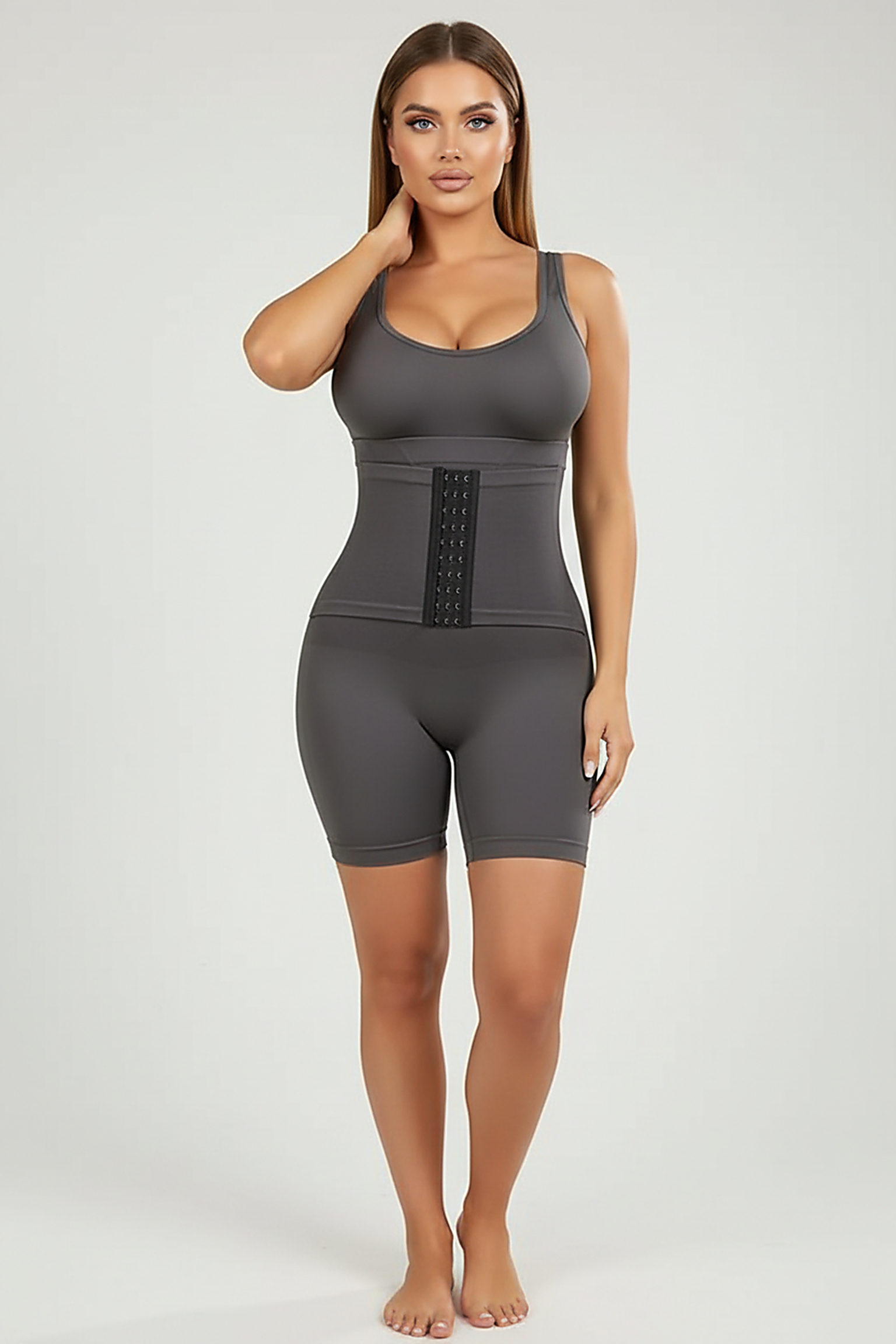 High-waist waist trainer, front view.