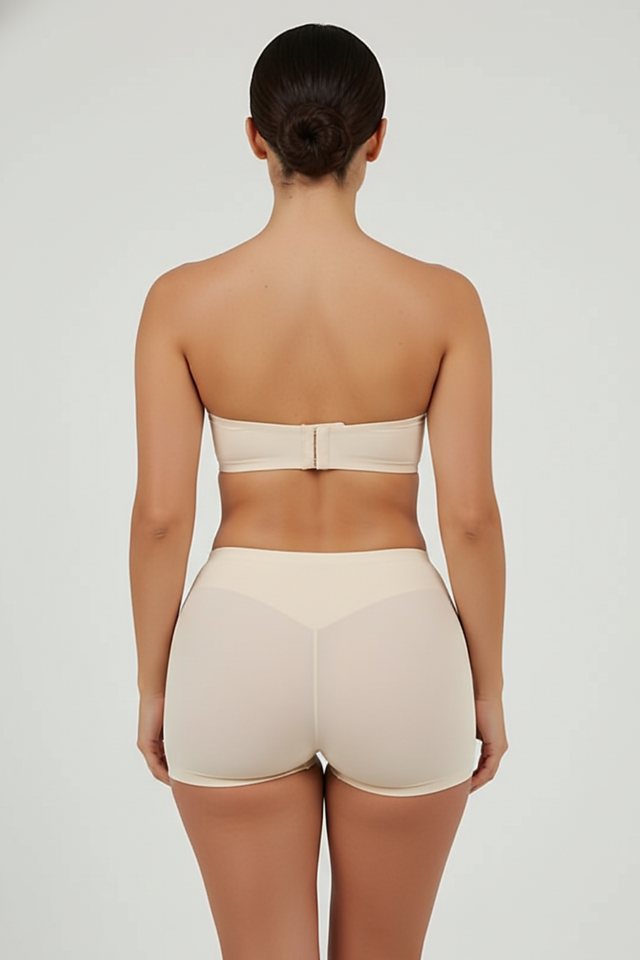 Shapewear panties with hip pads, front view.