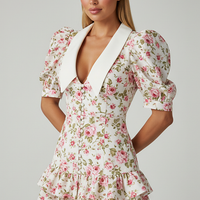 Floral Lapel Mini Dress - Thorne & Ivy