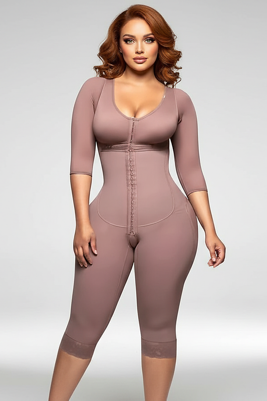 Full-body shaper, back view on model.