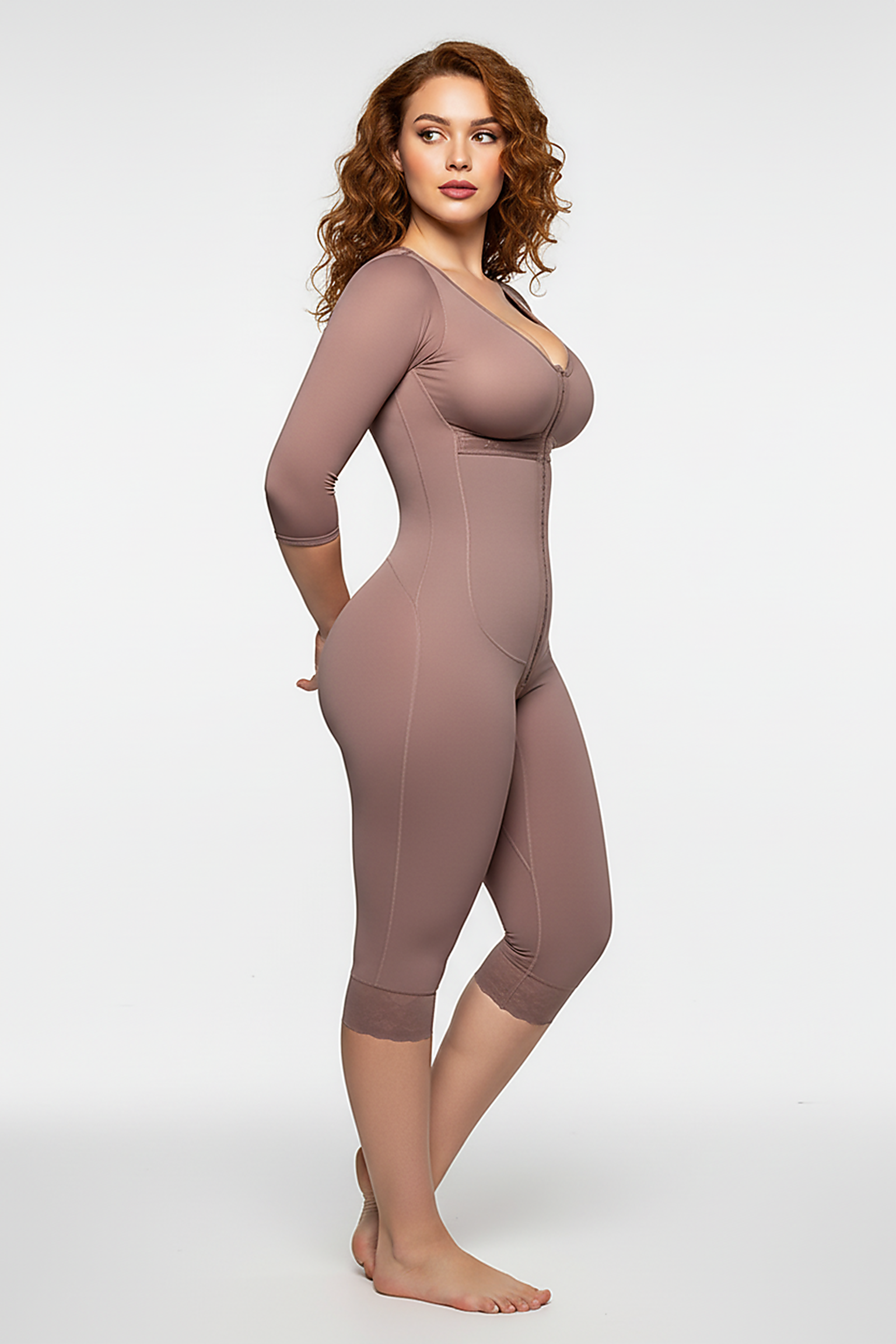 Full-body shaper, rear view on model.