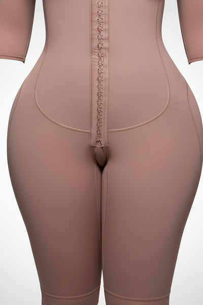 Full-body shaper, fabric detail close-up.