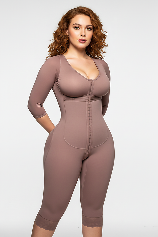 Full-body shaper, front view on model.