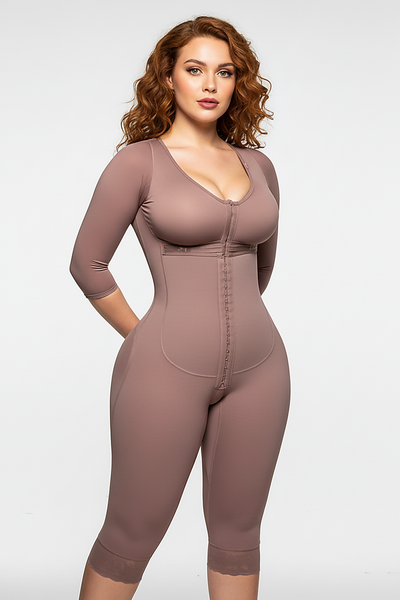 Full-body shaper, front view on model.