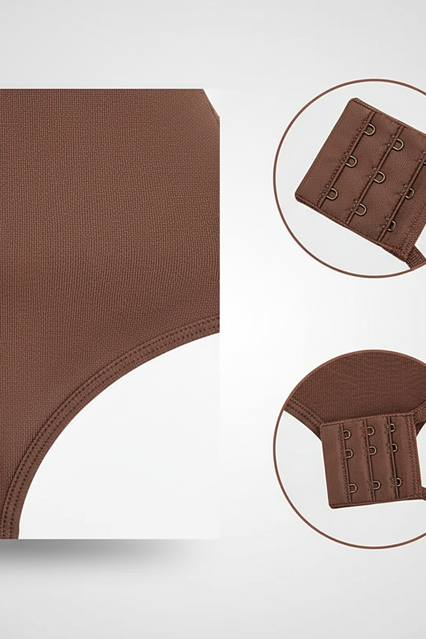 Spandex thong bodysuit, fabric detail close-up.