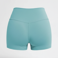 Running sports shorts, alternate angle view on model.