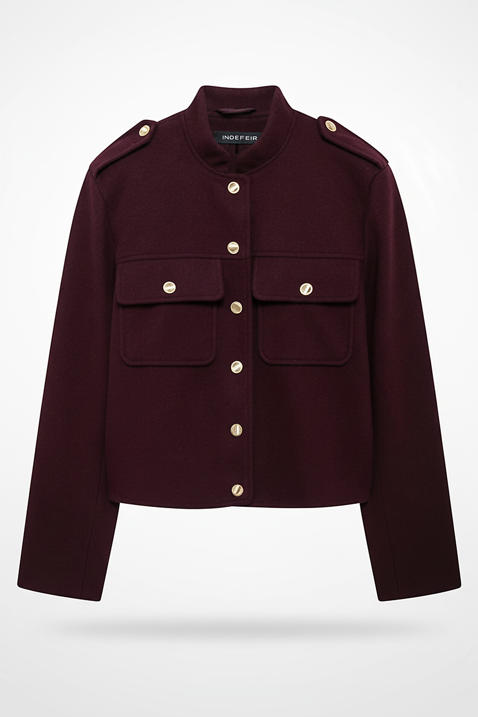 Soft tweed bomber jacket, button detail.