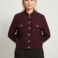 Soft tweed bomber jacket, collar detail.