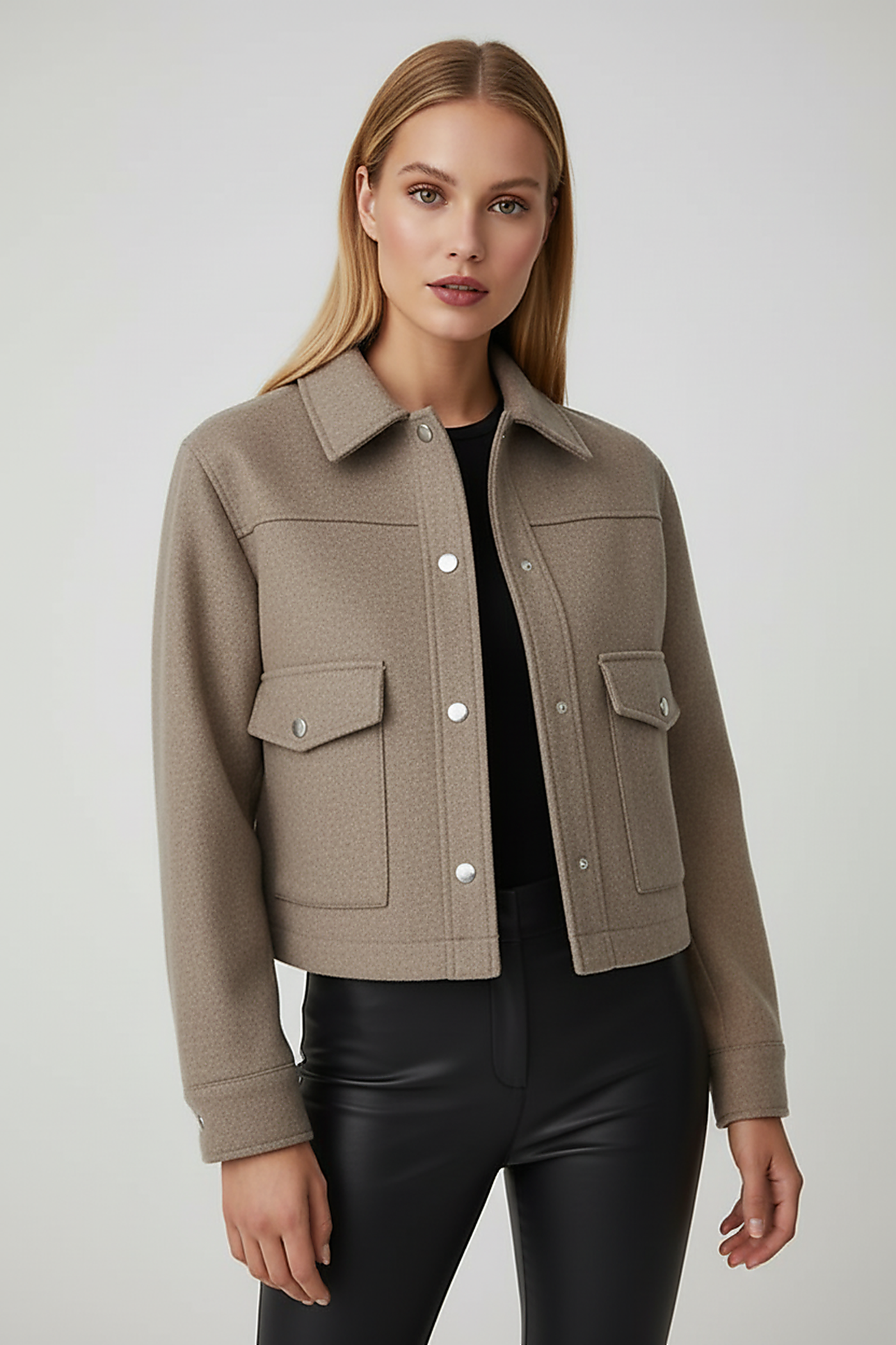 Autumn Fashion Solid Button-Front Jacket with Front Pockets