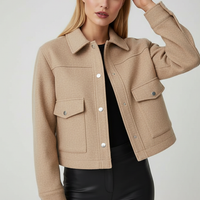 Solid long-sleeve jacket hem detail.